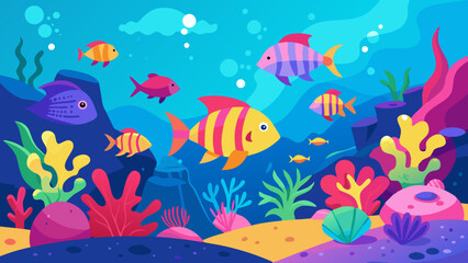 coral reef with fishes