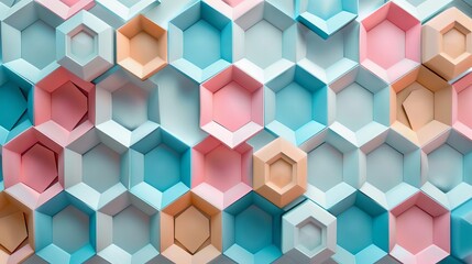 Obraz premium Abstract geometric background with hexagonal shapes in pastel colors