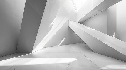 Abstract 3D geometric background with white angular shapes