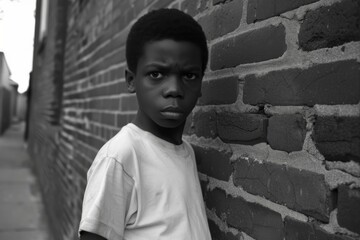 Obraz premium Energetic Black boy street. American boy confident. Generate Ai
