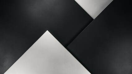 Create a modern art backdrop with intersecting black and white shapes in an abstract geometric style