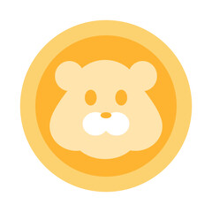 Coin with Hamster muzzle. Vector illustration isolated on white background, hand drawn, flat design