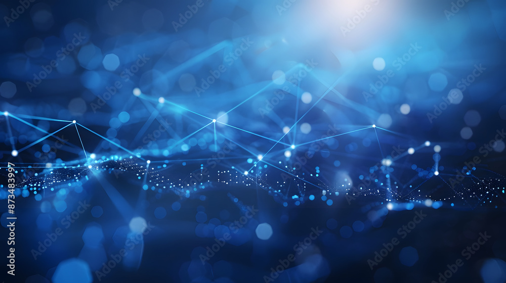 Wall mural abstract digital background with a polygonal network connection