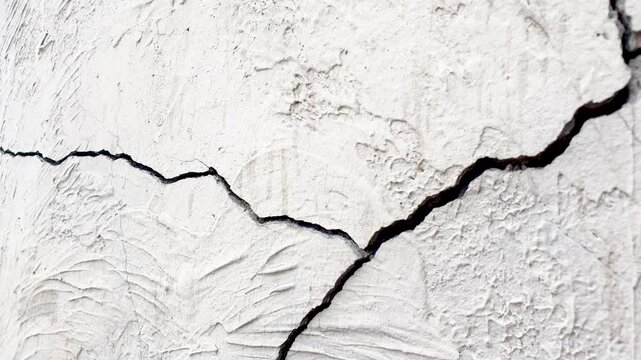 Crack in a structure, building, wall. Damaged, cracked concrete, plaster