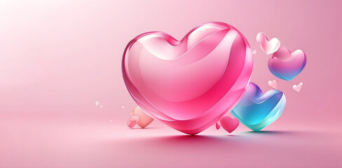 Hearts background. Valentines day wallpaper with copyspace. AI generative item