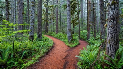 Fototapeta premium Winding Path Through a Verdant Forest