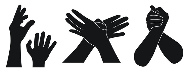 Different hand gestures set. Signs expressed by adults and children