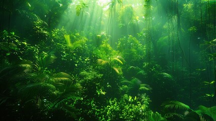 Obraz premium Tropical Rainforest with Vivid Fauna - Biodiversity, Conservation Importance, Lush Greenery