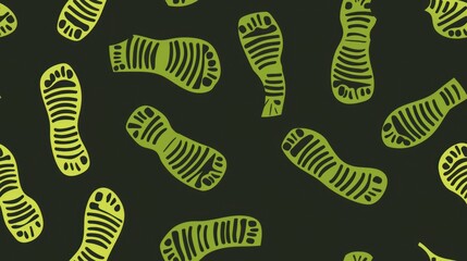 Green Footprints Seamless Pattern