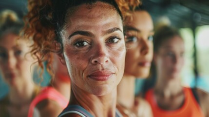 Fototapeta premium A group of individuals of all ages and fitness levels participating in a bodyweight bootcamp class at a boutique gym.