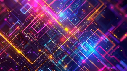 Vibrant technology neon colorful background, Generative AI
