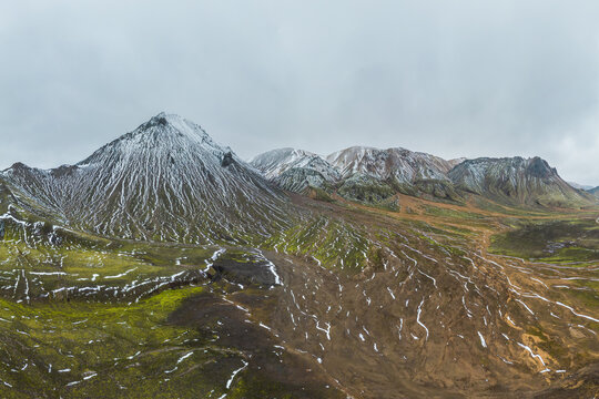 Majestic snow-capped Highlands mountains in Iceland