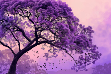 Jacaranda tree background design, creative wallpaper