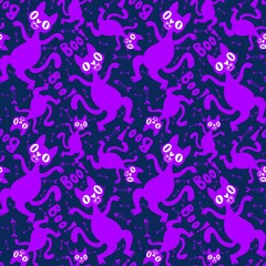 Halloween animals seamless cats and pumpkins pattern for wrapping paper