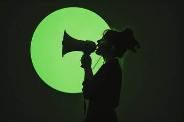 silhouette of a woman with megaphone