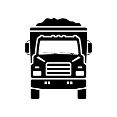 Dump truck icon. Black silhouette. Front view. Vector simple flat graphic illustration. Isolated object on a white background. Isolate.