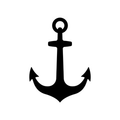 Ship anchor icon. Black silhouette. Front view. Vector simple flat graphic illustration. Isolated object on a white background. Isolate.