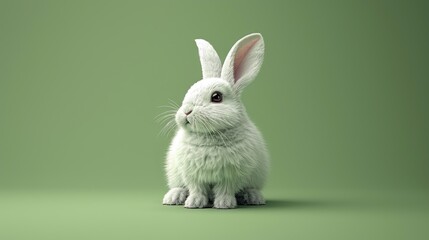Obraz premium A white rabbit with long ears, on a light background, in a flat illustration style, in white letters, with a simple and minimalistic design, at a high resolution,