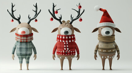 Celebrating Christmas with 3D cartoon reindeer figure graphic
