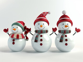 Celebrating Christmas with 3D cartoon snowman figure graphic