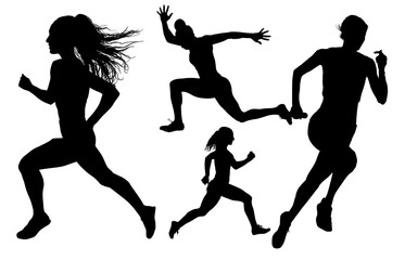 atletas, siluetas, salto, pertiga, deporte, vectores, ilustracion, corriendo, carrera, deporte