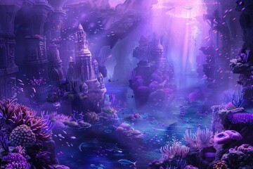 Fototapeta premium Submerged Cityscape: A Dreamlike Underwater World