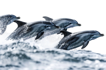 Playful Dolphins Riding Ocean Waves