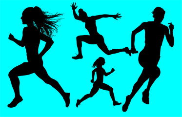 atletas, siluetas, salto, pertiga, deporte, vectores, ilustracion, corriendo, carrera, deporte