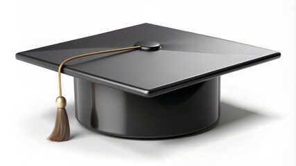 A black graduation cap with a gold tassel