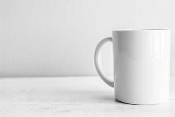 Obraz premium A white mug rests on a white surface against a white wall