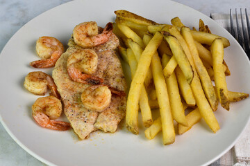 chicken breast  top with  shrimp