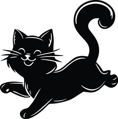 black and white cat cartoon, Silhouette cat vector illustration design with black and white colour