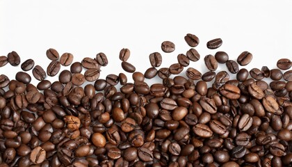Panoramic coffee beans isolated on white and white background , generated by AI