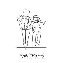 One continuous line drawing of Back to school design vector illustration. Students activity after holiday in design illustration simple linear style vector concept. Suitable for your design asset.
