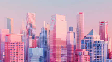 Pastel-toned illustration of New York City skyline. Generative AI image