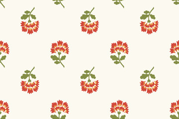 BEAUTIFUL HAND DRAWN BLOCK PRINT KALAMKARI STYLE SEAMLESS FLORAL ALL OVER PRINT 