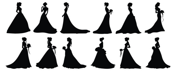 Bride silhouette set vector design big pack of illustration and icon