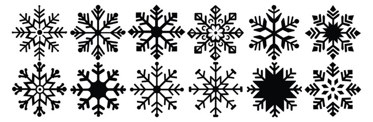 Snowflake silhouette set vector design big pack of illustration and icon