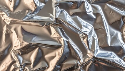 Crumbled silver foil texture background
