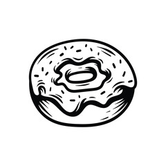 donuts with a sprinkle cartoon with hand draw vector vintage classic style