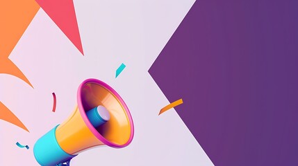 announcement megaphone on modern colorful background