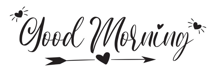 Good morning vector illustration. Morning motivational Hand drawn lettering isolated on white and black background in EPS 10.