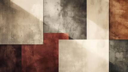 Grunge Abstract Art with Neutral Tones and Geometric Shapes
