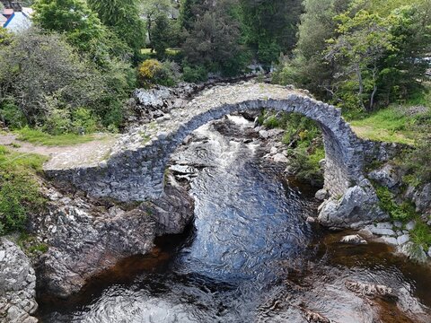 Carrbridge Packhorse Bridge, also known as Coffin Bridge, is a bridge in the village of Carrbridge in the Highlands of Scotland.