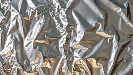 Crumbled silver foil texture background