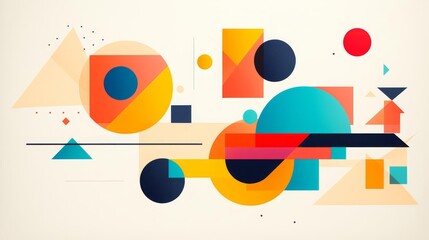 Minimalist Abstract Art with Geometric Shapes and Primary Colors