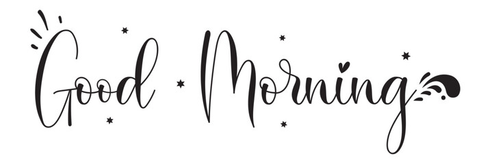 Good morning vector illustration. Morning motivational Hand drawn lettering isolated on white and black background in EPS 10.