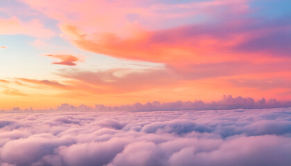 Obraz premium Beautiful aerial view of cloudscape at sunset time. Nature background
