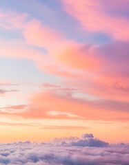 Beautiful aerial view of cloudscape at sunset time. Nature background
