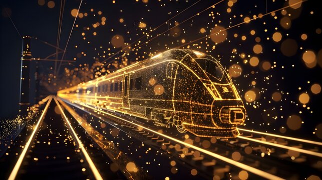 the speed of a trane with a glistening golden dust effect. 